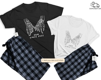 Pinkie Promise Skeleton Couple Pajamas: Halloween Matching Outfit