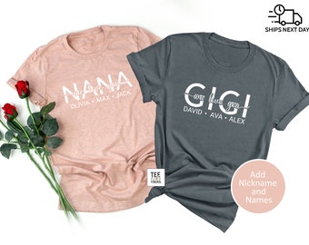 Grandma Shirt with Grandkids Names | Christmas Gift For Grandma| Personalized Grandma Shirt for mother's day | Granny, Grammy, Abuela, Nana