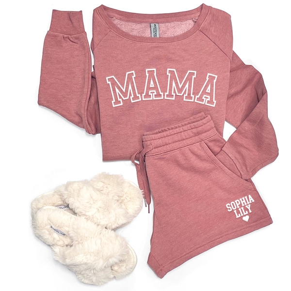 Personalized Mama gift set. Custom Mama Outfit. Mom Coming home outfit. Mom Loungewear. Mama Sweatshirt. Baby Shower Gift. Hospital Outfit