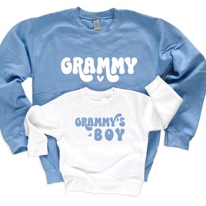Grammy & Grammy&#39;s boy. Retro Matching grandma - grandson sweatshirts, Grandma Shirt. New grandma gift, Mother&#39;s Day gift for grandma/CBW-WPB