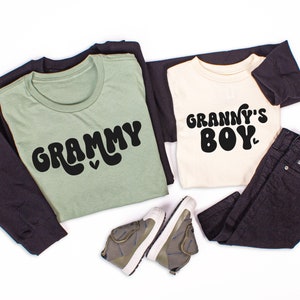 Grammy and Grammy&#39;s boy, Retro Matching grandma and grandson t-shirts, Retro Grandma Shirt. New grandma gift, Mother&#39;s Day gift for granny