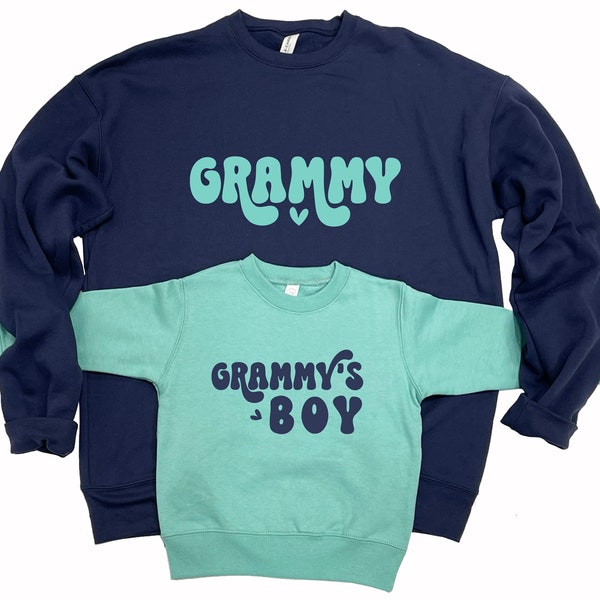 Grammy & Grammy's boy. Retro Matching grandma - grandson sweatshirts, Grandma Shirt. New grandma gift, Mother's Day gift for grandma / SN