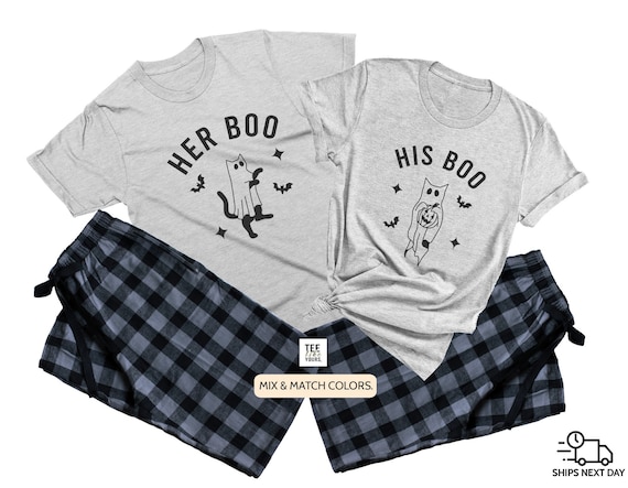 Her Boo His Boo Matching Halloween Pajamas for Couples Halloween Gift for Him Her Honeymoon Outfit Wedding Anniversary Gift Cat Ghost Etsy Canada
