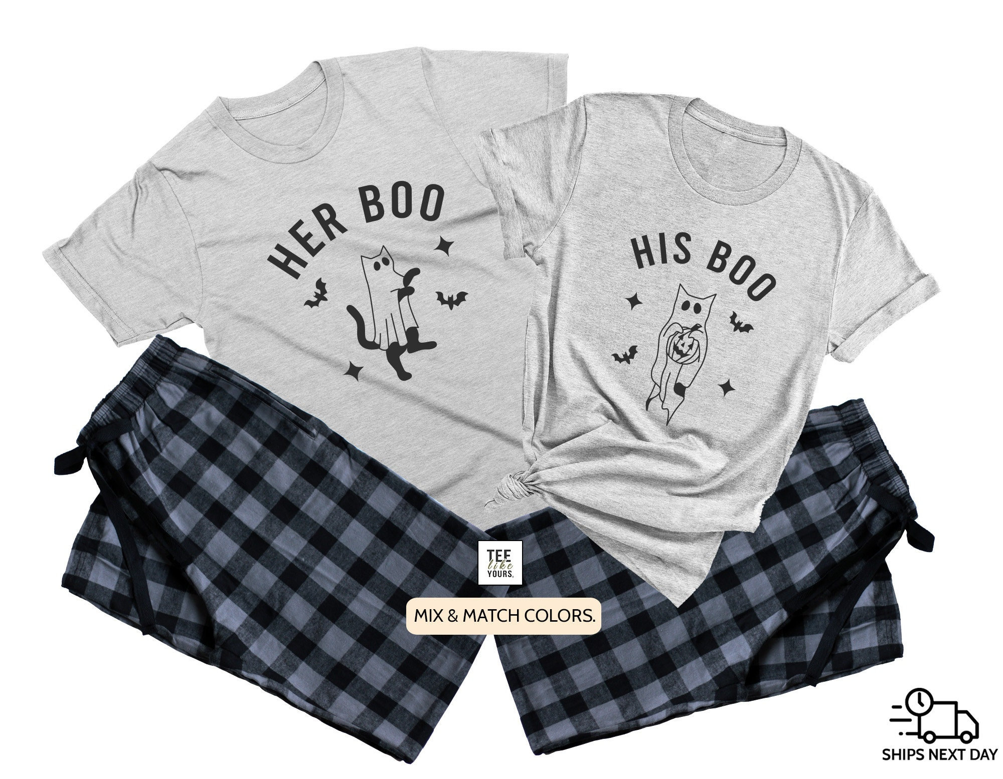 Pyjamas Boo Her Boo & His Boo, Matching Halloween Pajamas for Couples, Halloween ...