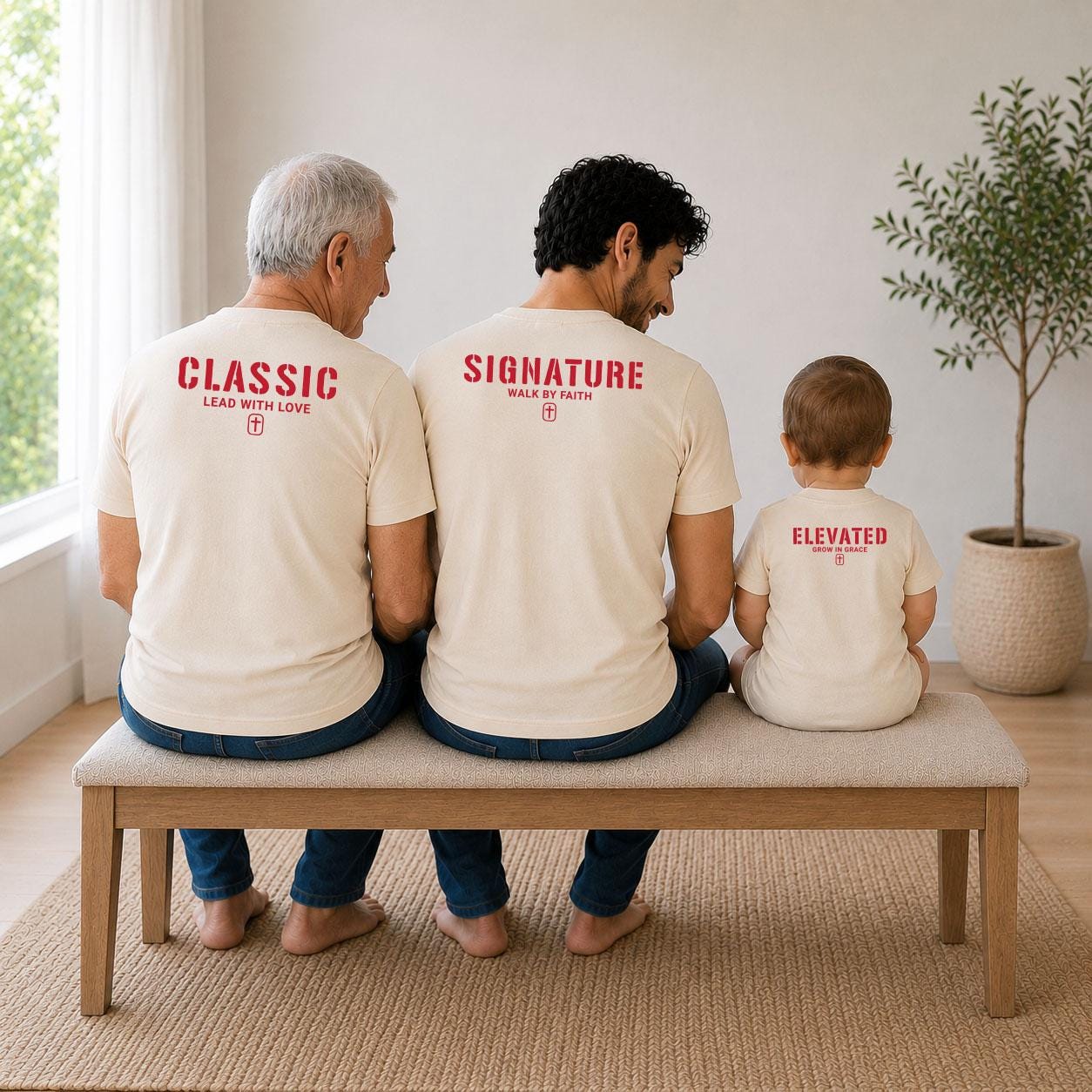 Christian 3 Generation Matching Shirts, Grandpa Dad Son Faith Based ...