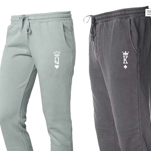 King & Queen Couple Matching Sweatpants | Valentines day Gift for Him and Her | Honeymoon, Anniversary Gift | Joggers | Sold Separately