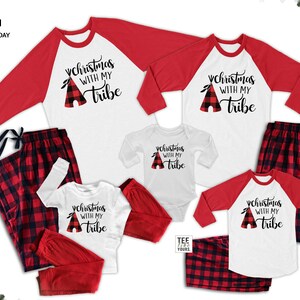 Christmas With My Tribe - Matching Family Pajamas, Buffalo Plaid Pants, Christmas Pajamas, Holiday Pajamas, Christmas Pj&#39;s, Holiday Jammies