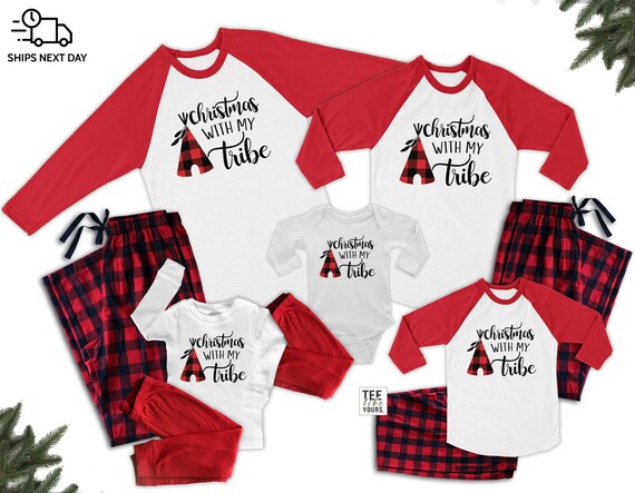Christmas With My Tribe Matching Family Pajamas Buffalo Plaid Pants Christmas Pajamas Holiday Pajamas Christmas Pj s Holiday Jammies Etsy Canada