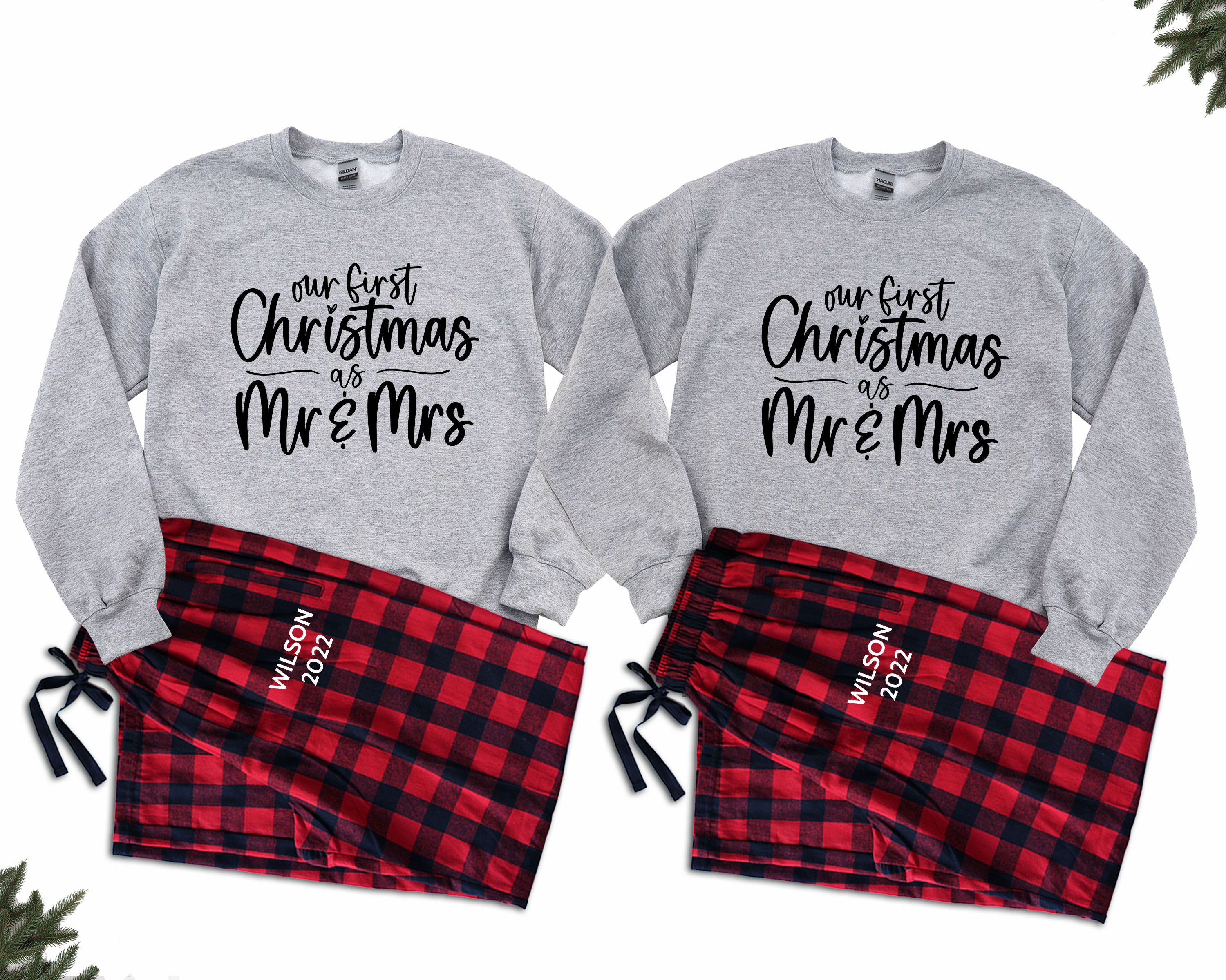 Mr and mrs christmas pjs hotsell