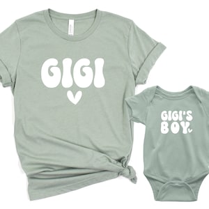Gigi & Gigi&#39;s Boy-  Retro Matching grandma and grandson t-shirts. Retro Grandma Shirt. Mother&#39;s Day gift. 1st time grandma gift. New Grandma