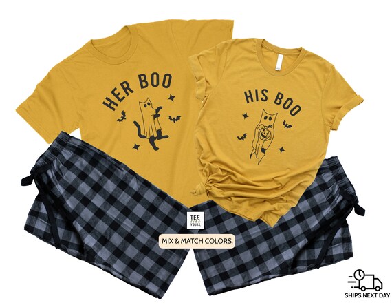 Her Boo His Boo Matching Halloween Pajamas for Couples Halloween Gift for Him Her Honeymoon Outfit Wedding Anniversary Gift Cat Ghost Etsy Canada