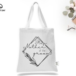Parents Wedding Gift Tote Bags – Personalized Mother of the Bride & Mother of the Groom Canvas Tote – Wedding Day Keepsake Gift image 7