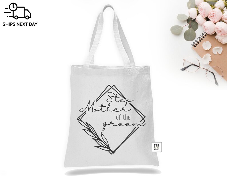 Parents Wedding Gift Tote Bags – Personalized Mother of the Bride & Mother of the Groom Canvas Tote – Wedding Day Keepsake Gift image 7