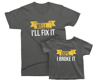 Matching Grandpa Grandson T-Shirts: Oops I Broke It, I'll Fix It