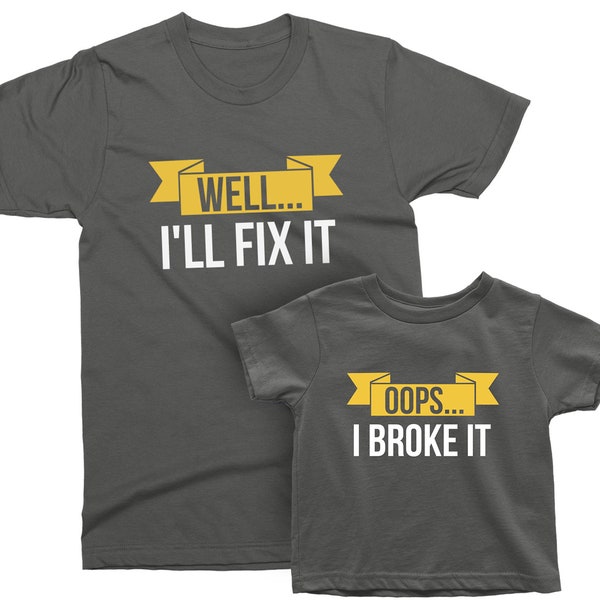 Matching Grandpa Grandson T-Shirts: Oops I Broke It, I'll Fix It