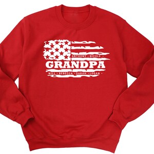 Personalized Grandpa Sweatshirt - FLAG & Grandkids Names, Shirt for Grandpa, Grandpa's Birthday, Father's Day gift from grandkids with names