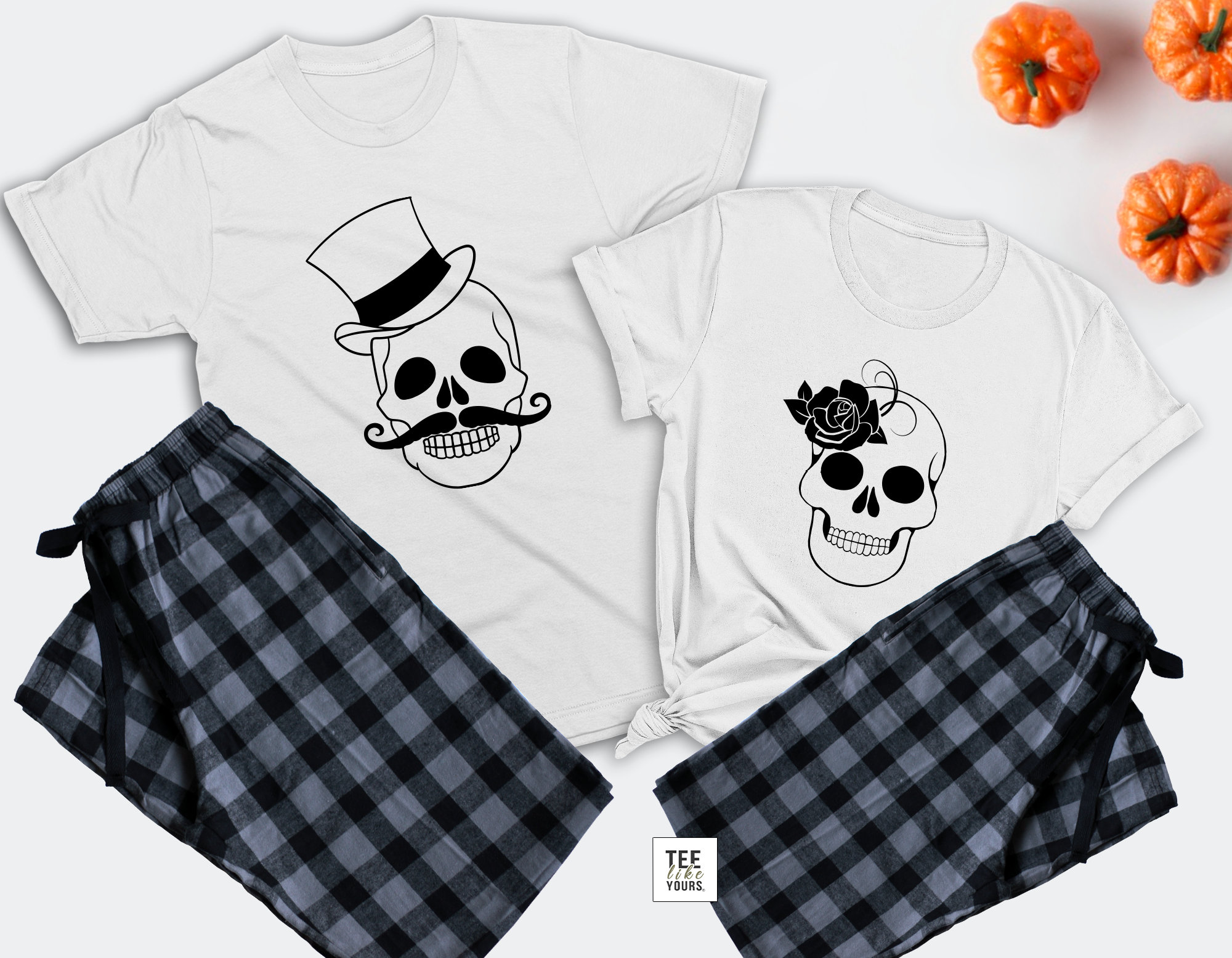 Family Matching Pajamas Set of 3 Halloween Funny Pumpkin Skeleton