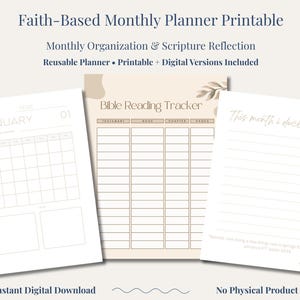 Faith-Based Monthly Planner | Scripture Minimalist Organizer (Digital Download)