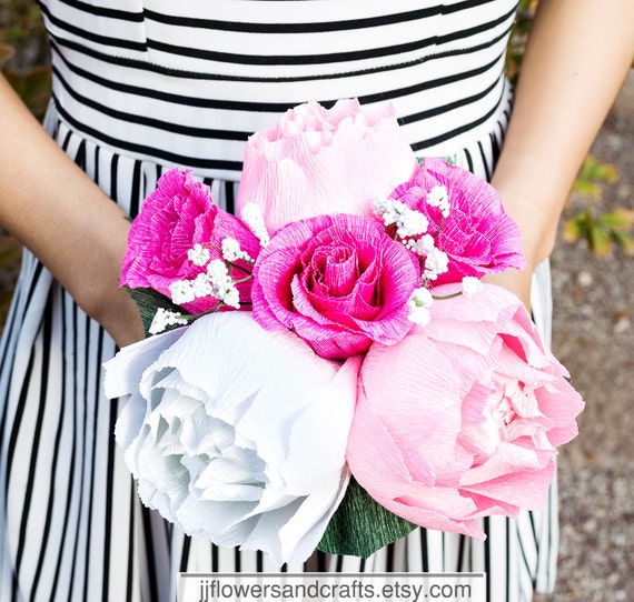 handmade crepe paper flower bouquet paper flowers wedding bouquet bridesmaid bouquet decoration summer spring bridal bouquet etsy paper flower bouquet