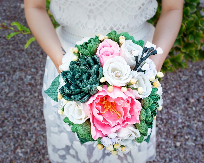 Handmade crepe paper flower bouquet paper flowers wedding Etsy
