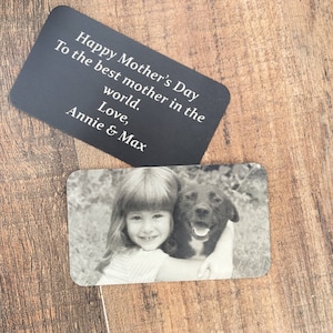 Inserto de billetera de imagen grabada, grabado frontal y posterior, tarjeta de foto, regalo del Día de la Madre, grabado con láser, inserto de billetera escrita a mano