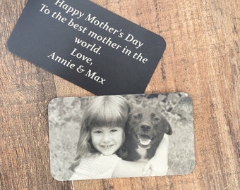 Engraved Picture Wallet Insert, Front & Back Engraving, Photo Card, Mother's Day Gift, Laser Engraved, Handwritten Wallet Insert