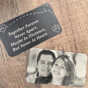 Tarjeta de billetera con imagen, Inserto de tarjeta de billetera, Tarjeta personalizada de foto grabada, Regalo de boda, Grabado con láser, Inserto de billetera escrita a mano