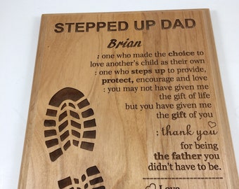 Personalisierte Holzschild, Stiefvatertag Gravur, personalisierte Holzschild, Lasergravur, Stepdad Custom, Persönliche Wandbehang