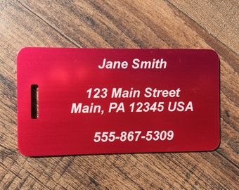 Gepäckanhänger Tag, ID, ID-Karte, rot-Tag, personalisierte Gepäckanhänger, Laser graviert, Gepäck ID-Karte, eloxiertem Aluminium