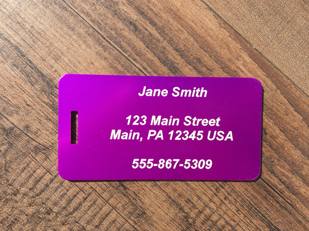 Luggage Tag ID Tag Identification Card Purple Personalized Etsy
