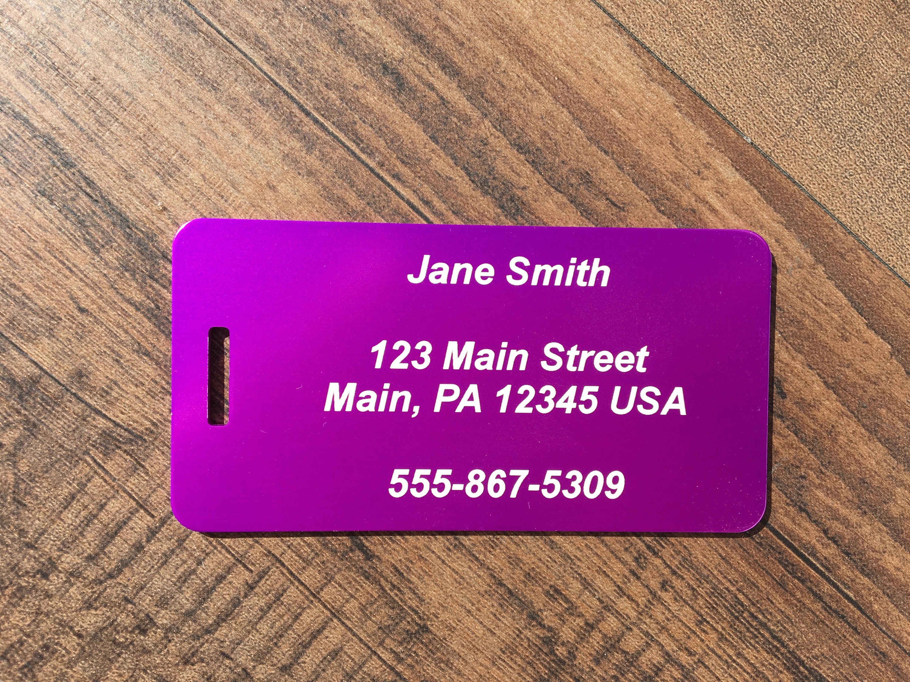 laser engraved luggage tags