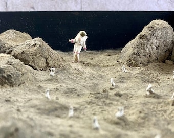 Kącik Książki Astronauty: Miniaturowa Diorama Księżycowa z Króliczkami