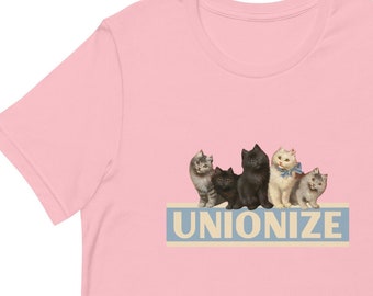 Unionize Kittens Unisex T-Shirt: Funny Socialist Cat Tee
