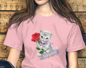 Koszulka z grafiką „Socjalistyczny Kotek” | Koszulka lewicowa unisex