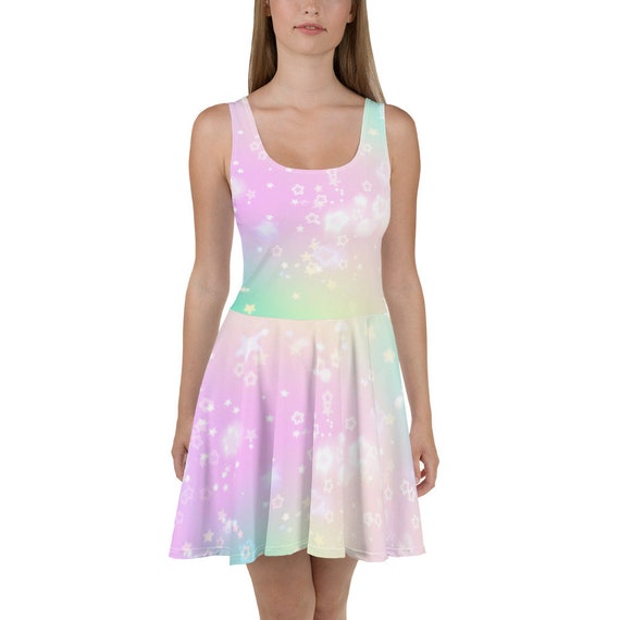 Fairy Kei Kawaii Sparkle Skater Dress | Pastel Goth J