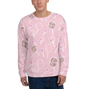 Pink Candy Lollipop Fairy Kei Kawaii Unisex Sweatshirt | Plus sized kawaii fashion alternative fashion Yume Kawaii Pastel Goth Oversized