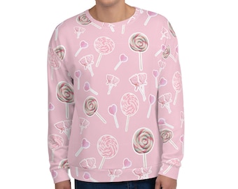 Pink Candy Lollipop Fairy Kei Kawaii Unisex Sweatshirt | Plus sized kawaii fashion alternative fashion Yume Kawaii Pastel Goth Oversized