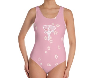 Kawaii Sparkle Pink Lollipop One-Piece Swimsuit or Bodysuit | sparkle kawaii pastel swim