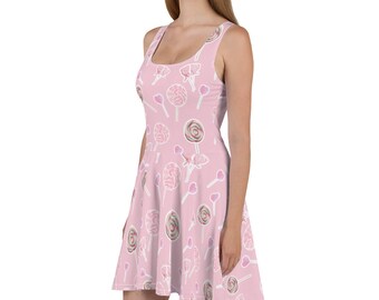 Pink Candy Lollipop Fairy Kei Kawaii Skater Dress | Plus sized kawaii fashion alternative fashion Yume Kawaii Yami Pastel Goth