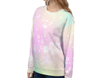 Sudadera Fairy Kei: Top unisex con degradado de estrellas y estilo gótico pastel