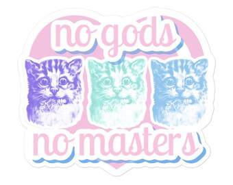 Naklejka Kawaii Kitten Anarchista: Bez bogów, bez panów
