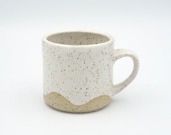 Coffee Cup - Ceramic, Handmade Pottery, Handmade Coffee Cup, Speckles, White