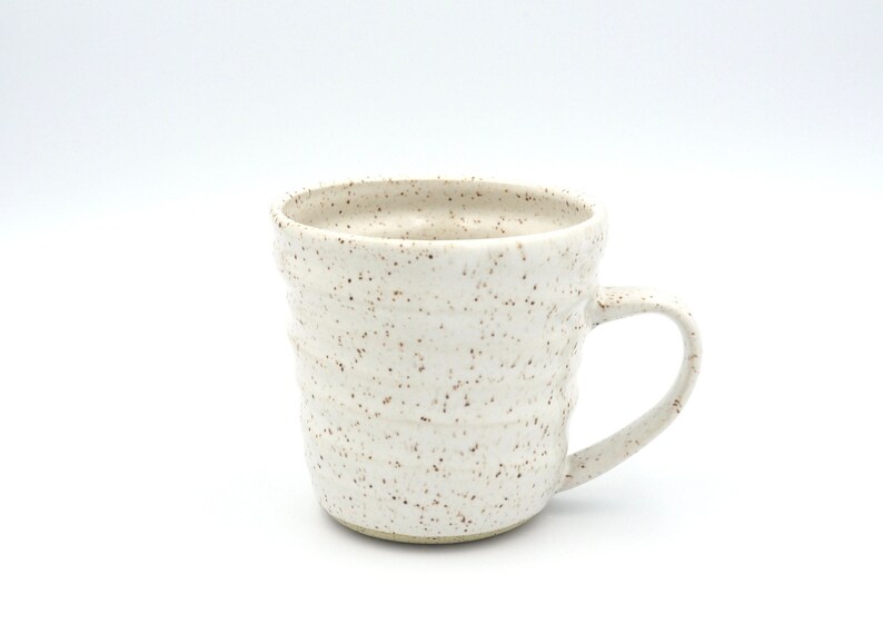 Coffee Mug Ceramic, Handmade Pottery, Handmade Coffee Mug, Tea Mug, Speckles, White image 1