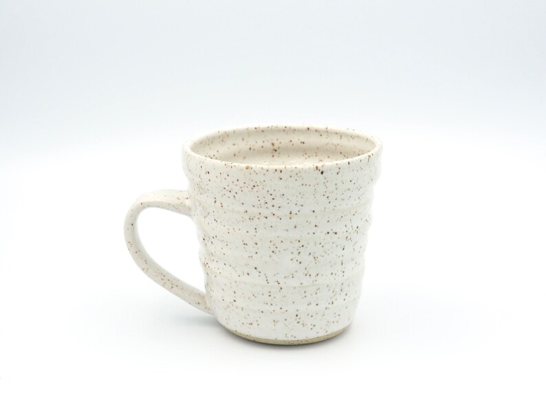 Coffee Mug Ceramic, Handmade Pottery, Handmade Coffee Mug, Tea Mug, Speckles, White image 2