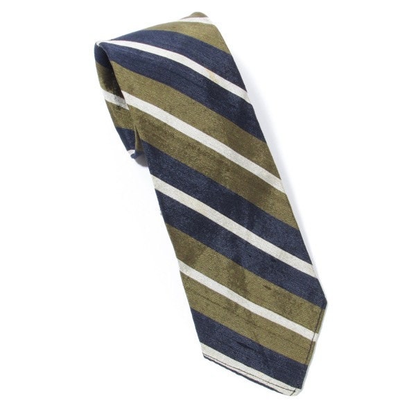 VTG striped shantung/raw silk neck tie made for The English Shop, Princeton, NJ