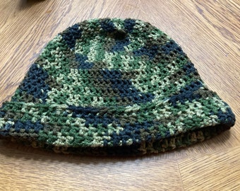 Crocheted Adult Beanie Hat w/roll up brim