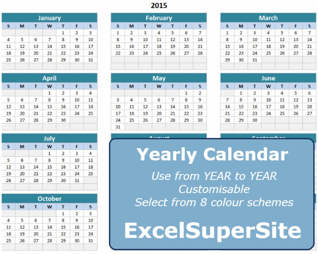 Printable Calendar-editable-any Year-the Only Calendar You'll Ever Need ...