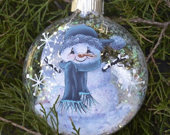 Painted and Personalized Snowman Ornament