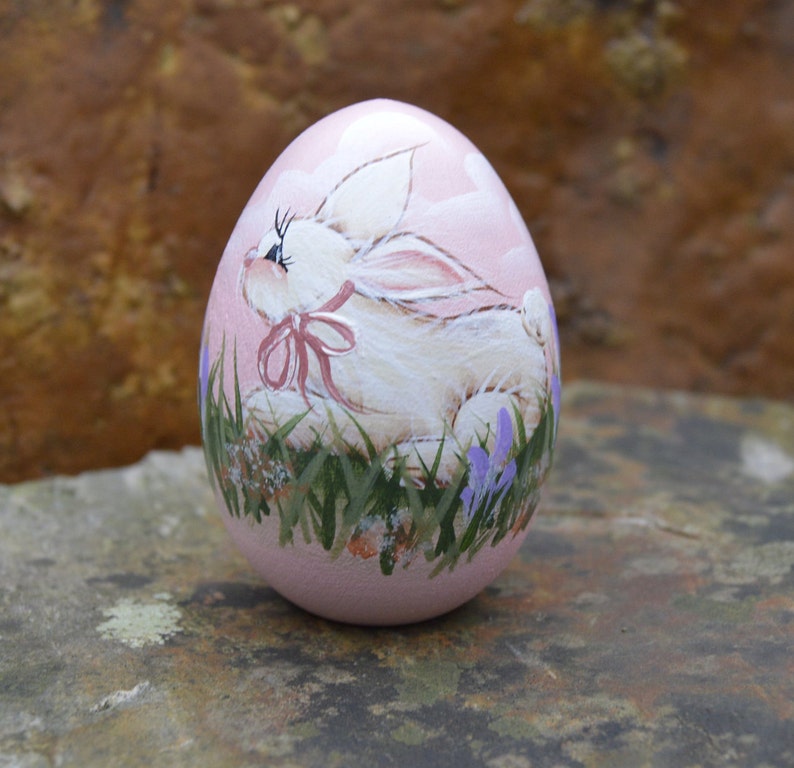 Hand Painted Bunny Egg Bunny Egg Rabbit Egg Easter Egg Etsy