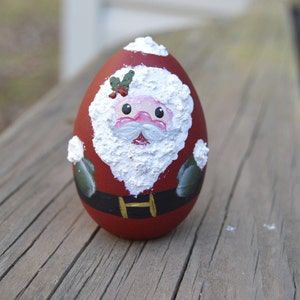 Hand Painted Santa Egg, Santa Claus Egg, Santa Claus,  Wooden Egg
